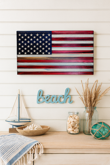 American Flag - Wood & Handpainted